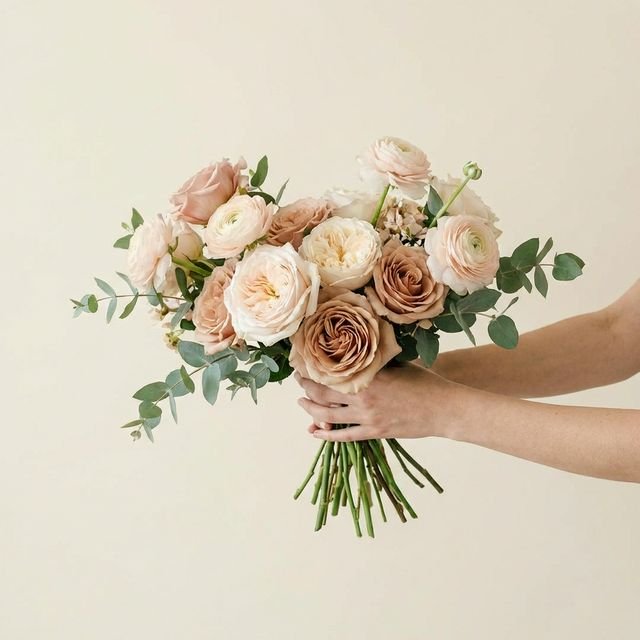 Mains tenant un bouquet